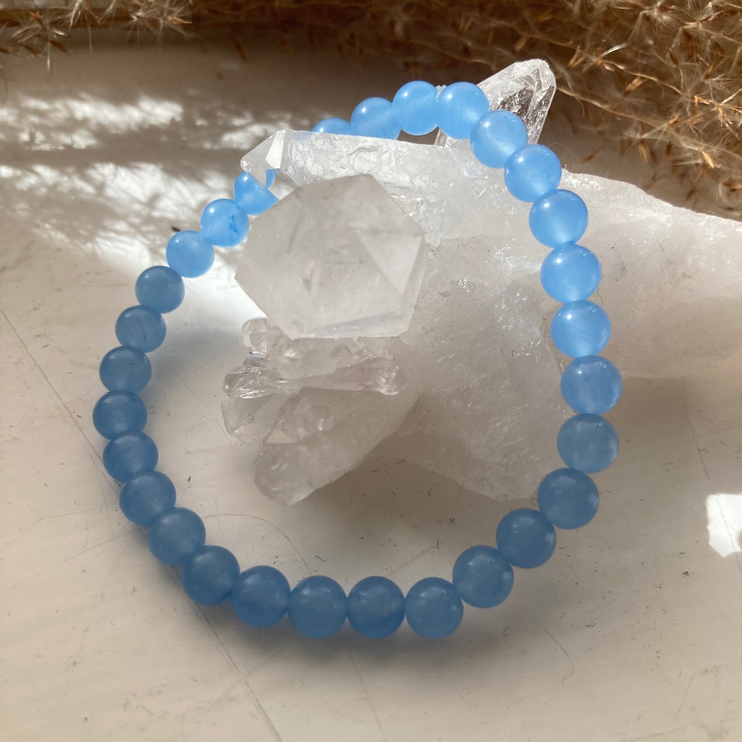 BLUE AGAT Summer Breeze krystall armbånd 6mm
