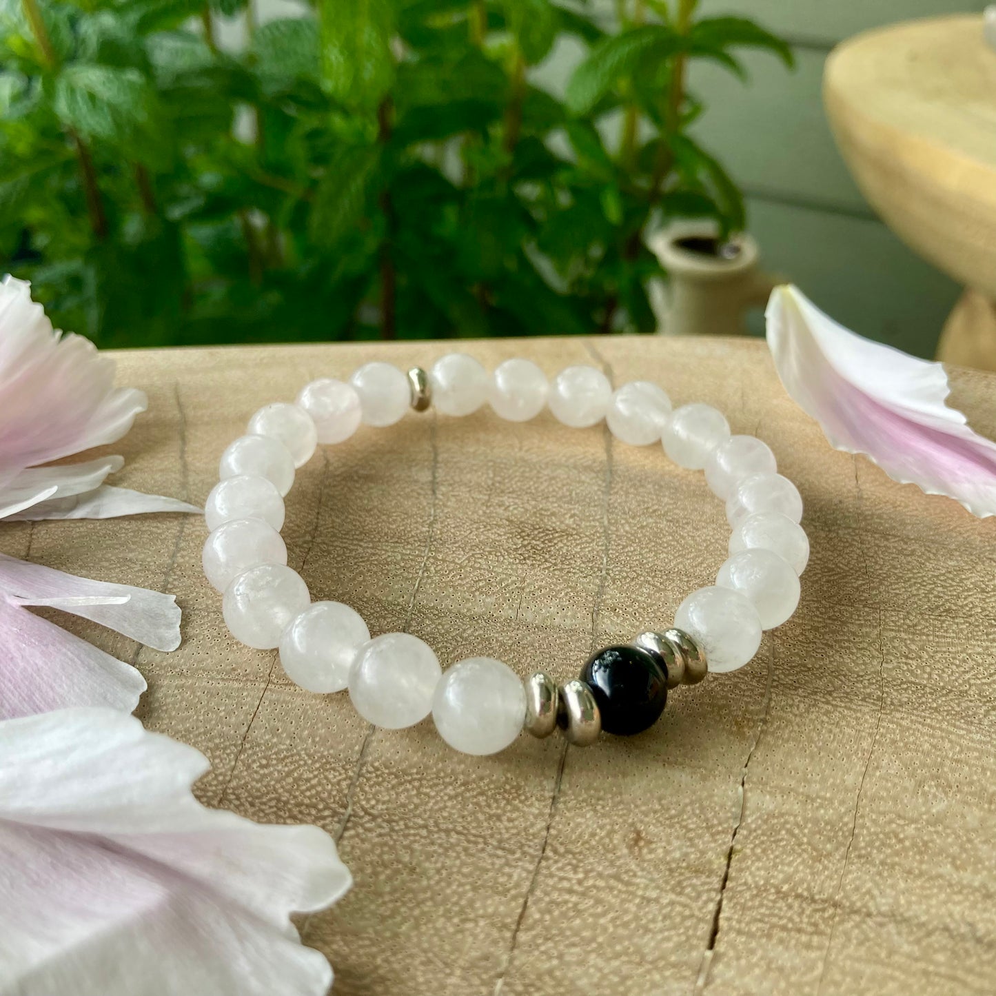 SELF LOVE Krystall Armbånd | Rosenkvarts og hematitt