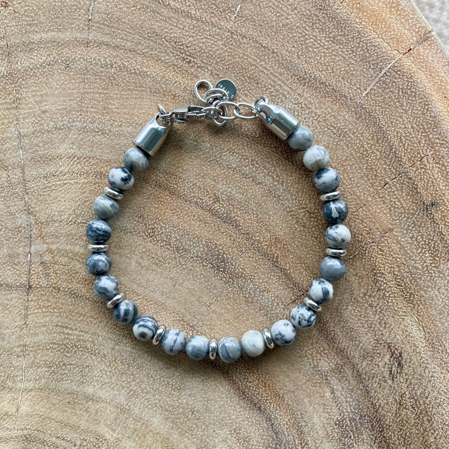 STEEL GREY Krystall Armbånd Picasso Marmor