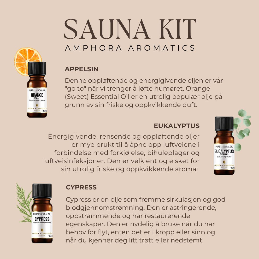 Sauna Badstue Kit | Eteriske oljer | Start Kit 3 oljer