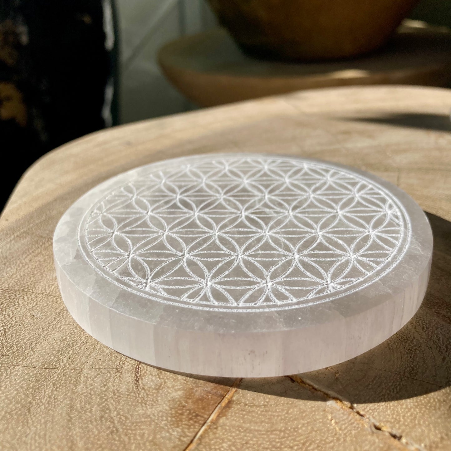 Selenitt Ladeplate Mandala 10 cm