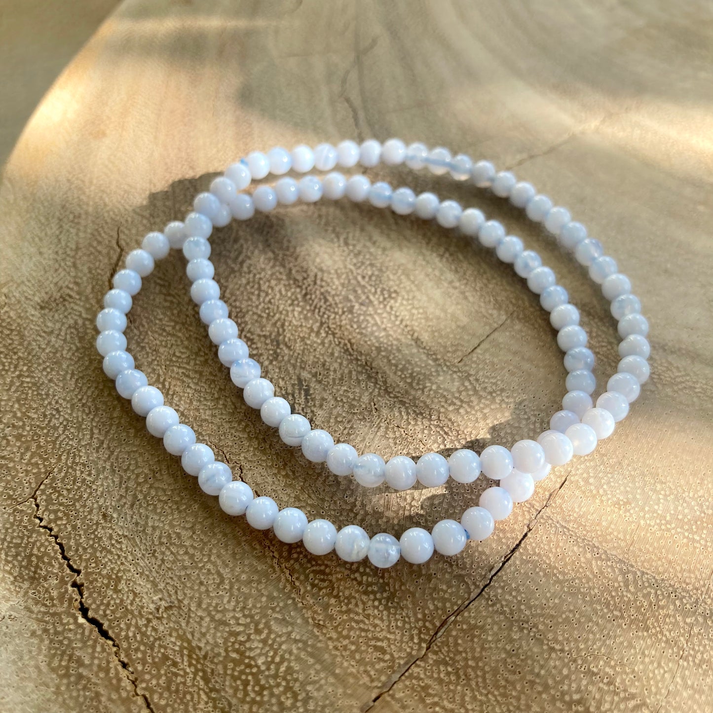 Summer Sky BLUE LACE AGAT Krystall armbånd 4 mm