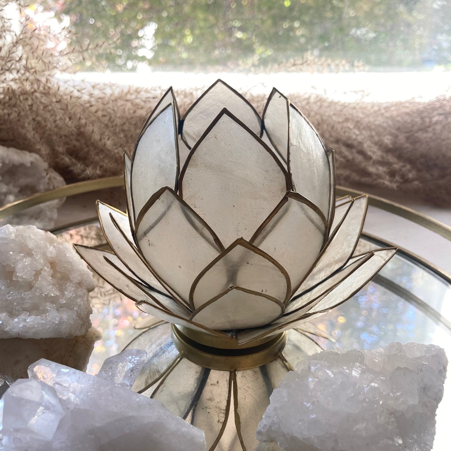 Telysholder Lotus Capiz Natur Stor