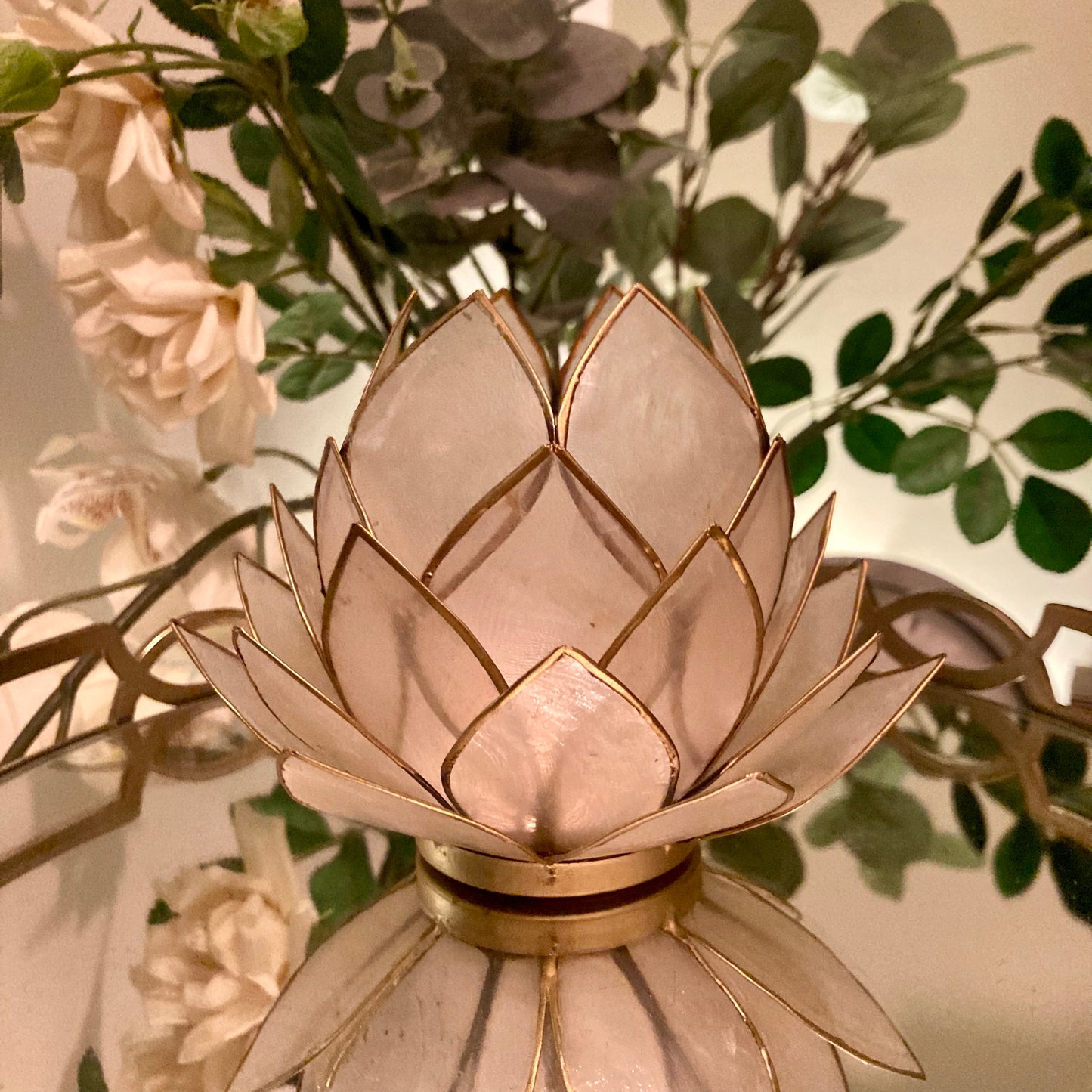 Telysholder Lotus Capiz Natur Stor