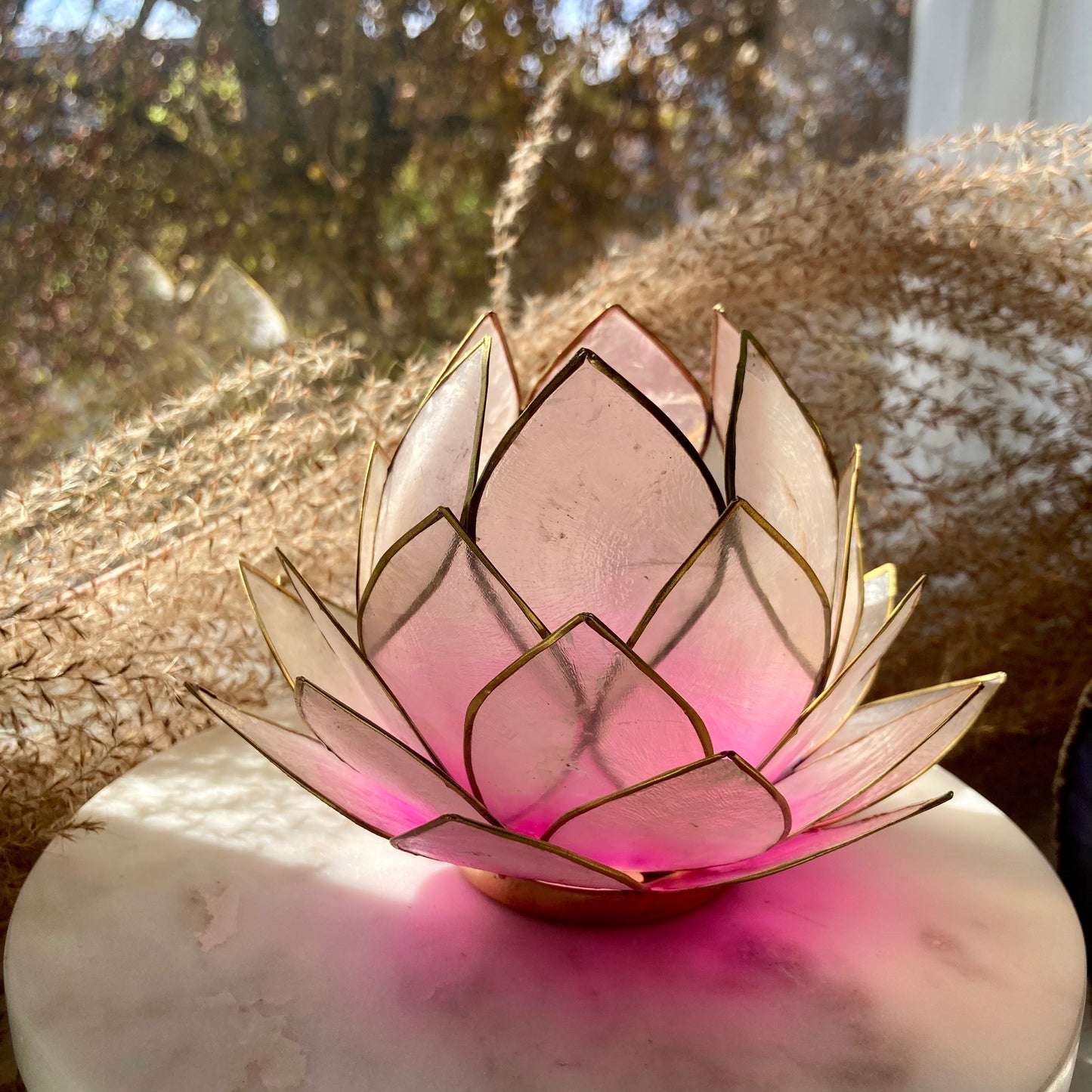 Telysholder Lotus Capiz Rosa Stor