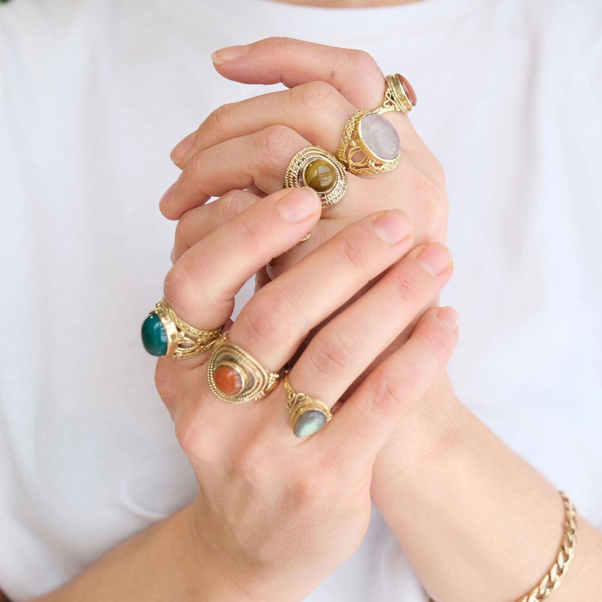 AC Oslo HOPE Tigerøye Rund Justerbar Ring-the-feelgood-shop