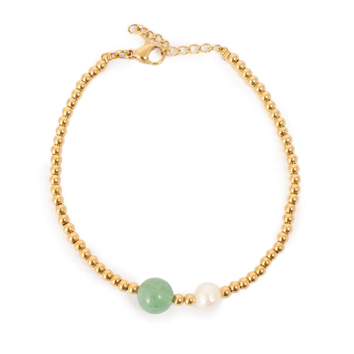 AC Oslo STEEL STONE armbånd, grønn Aventurin og perle