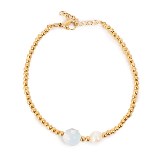 AC Oslo STEEL STONE armbånd Moonstone og perle-the-feelgood-shop