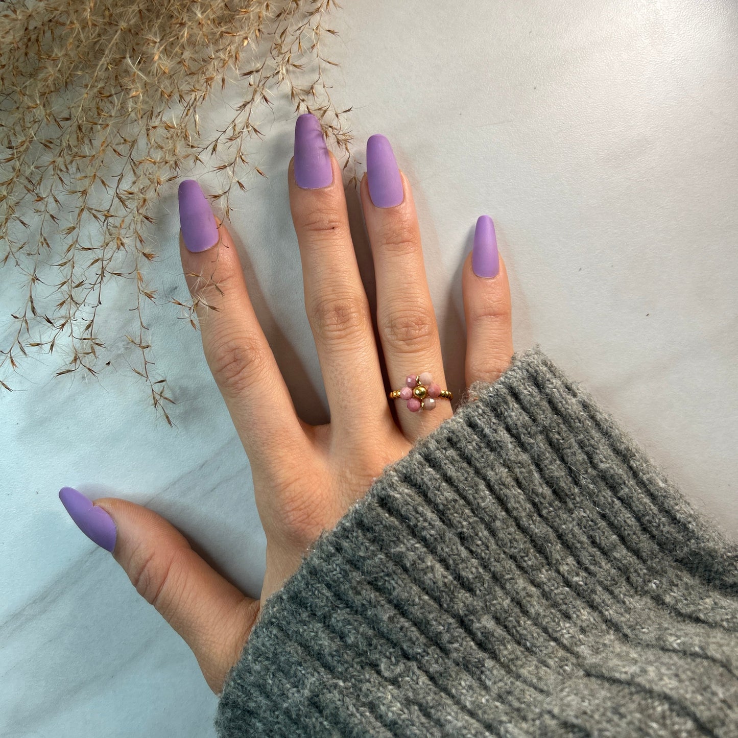 FLOWER Krystall Ring, Justerbar, Rosa turmalin-the-feelgood-shop