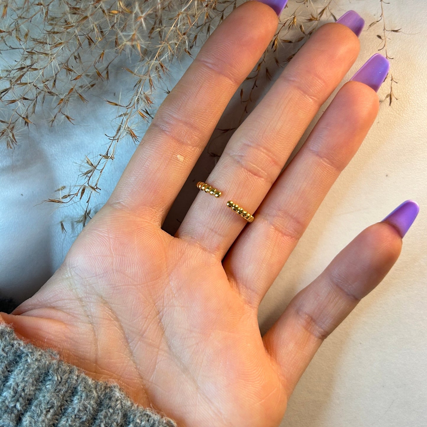 FLOWER Krystall Ring, Justerbar, Rosa turmalin-the-feelgood-shop