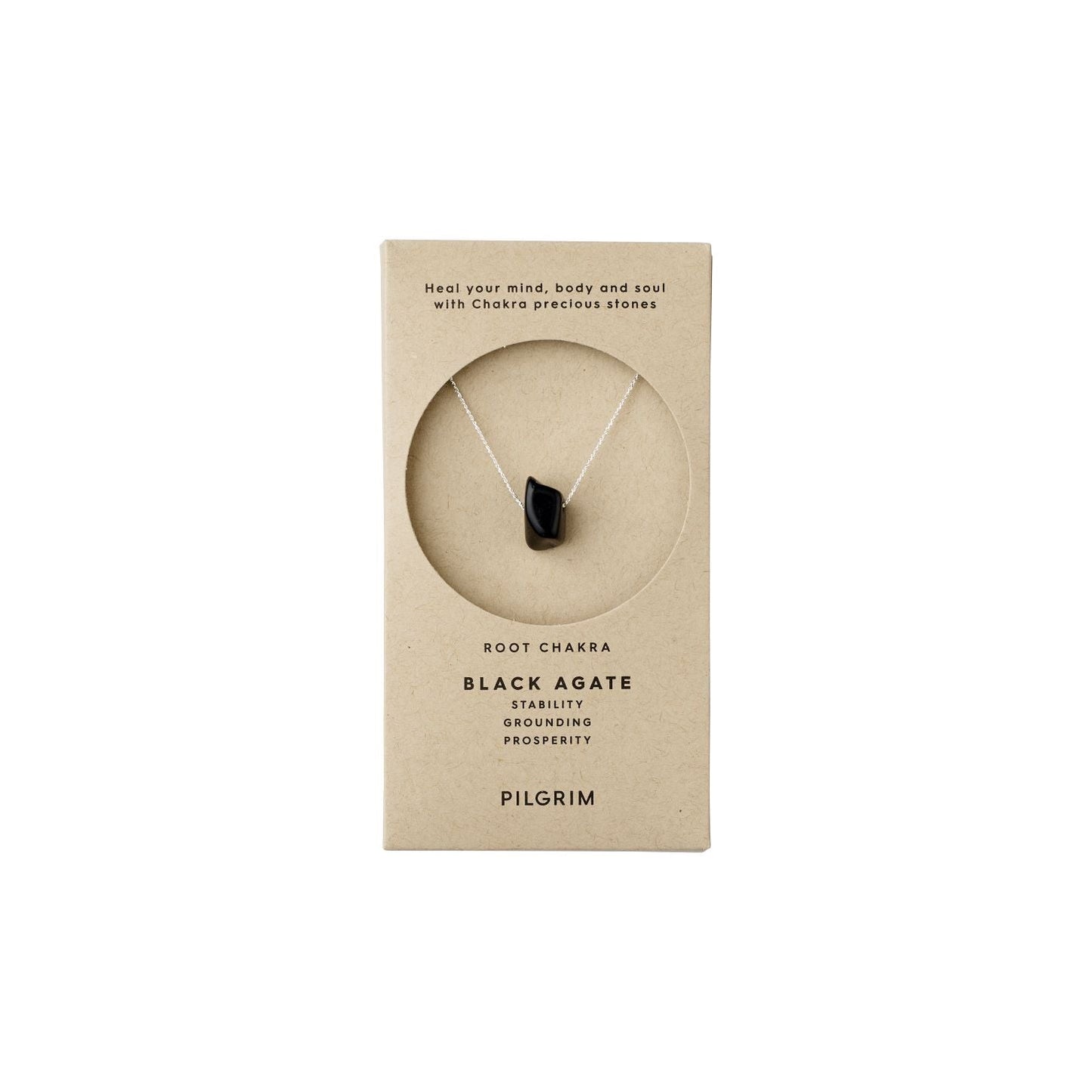 Pilgrim CHAKRA Sort Agat Halskjede Sølvbelagt-the-feelgood-shop