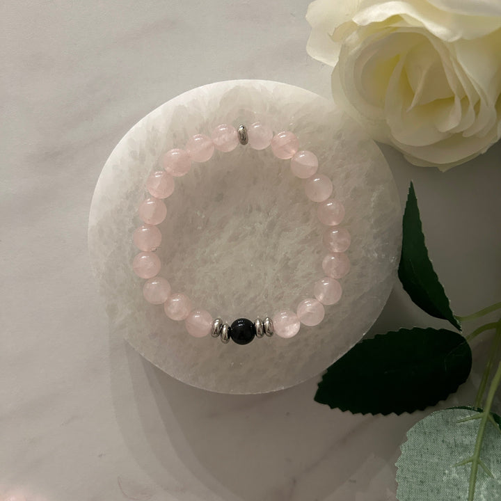 SELF LOVE Krystall Armbånd | Rosenkvarts og hematitt