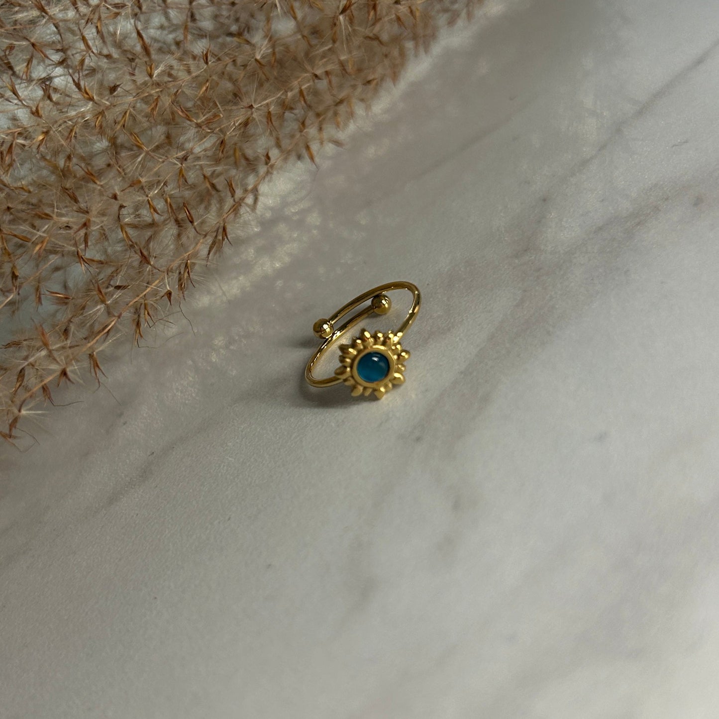 SUNSHINE Krystal Ring, Justerbar, Blå-the-feelgood-shop
