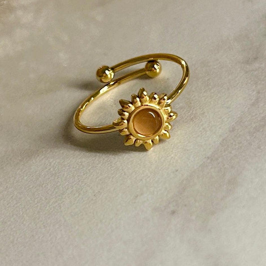 SUNSHINE Krystall Ring, Justerbar, Rosa-the-feelgood-shop