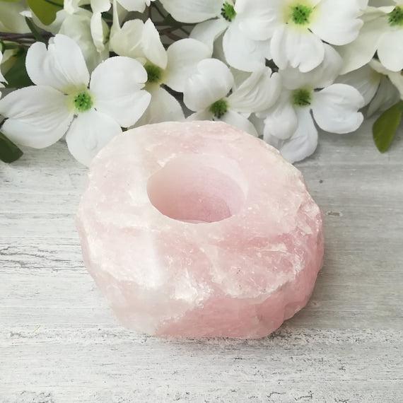 Telysholder Rosenkvarts Rå-the-feelgood-shop