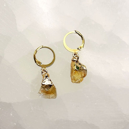 CRYSTAL HOOPS Krystall Øreringer Citrin