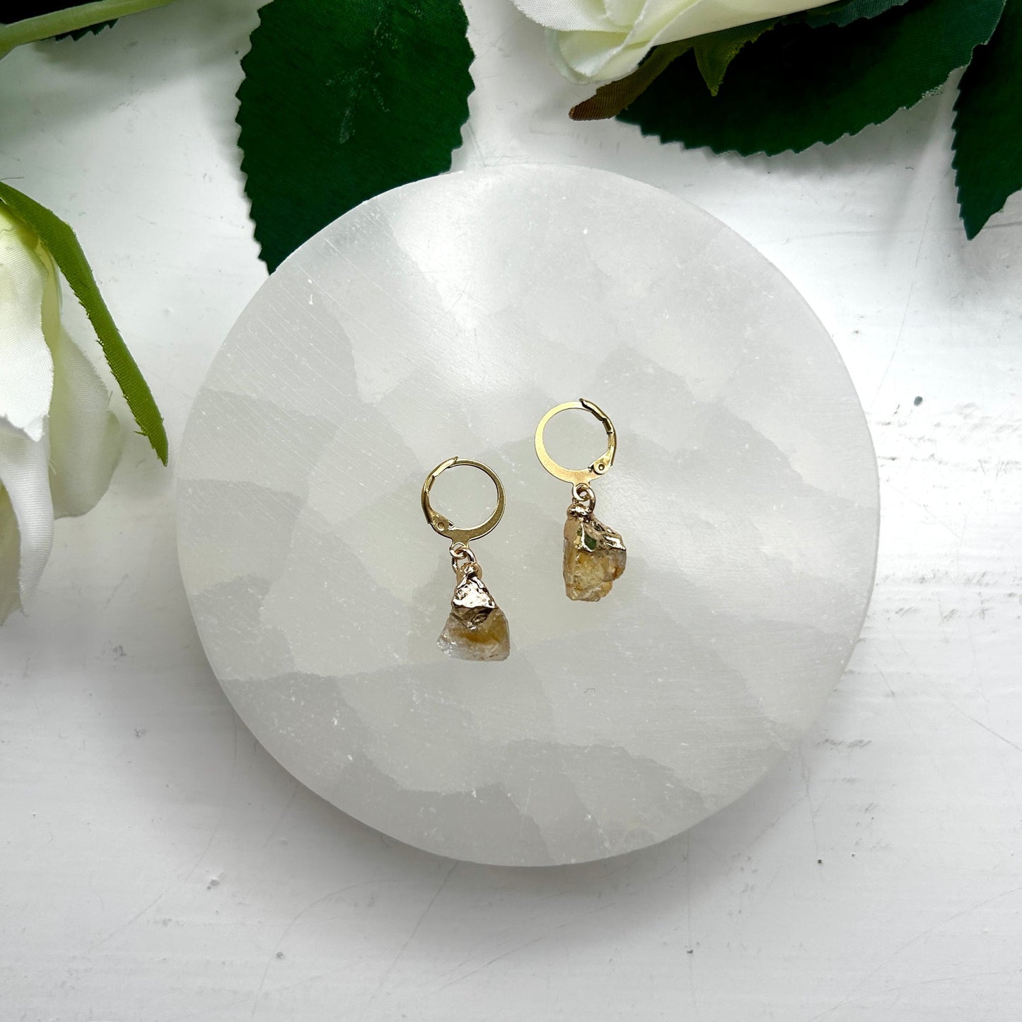 CRYSTAL HOOPS Krystall Øreringer Citrin