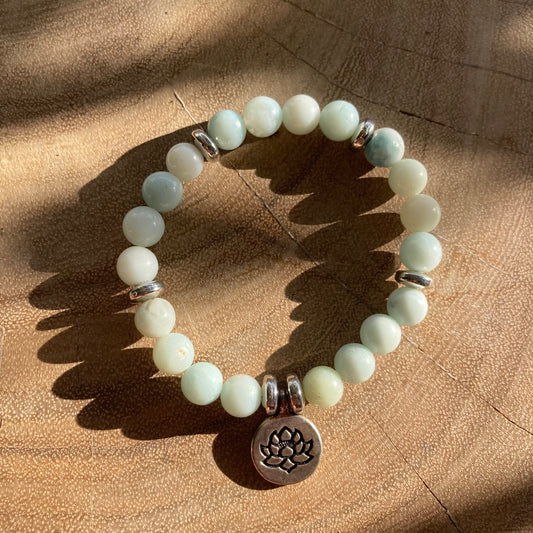 COURAGE LOTUS | Amasonitt Krystall Armbånd 8 mm
