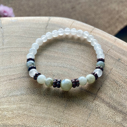 INNER GODDESS Krystall Armbånd Månestein 6 mm