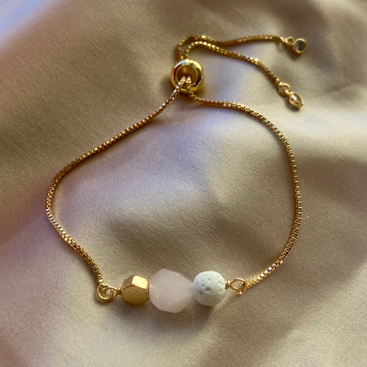 Nydelig  gullbelagt Krystall Armbånd Rosenkvarts