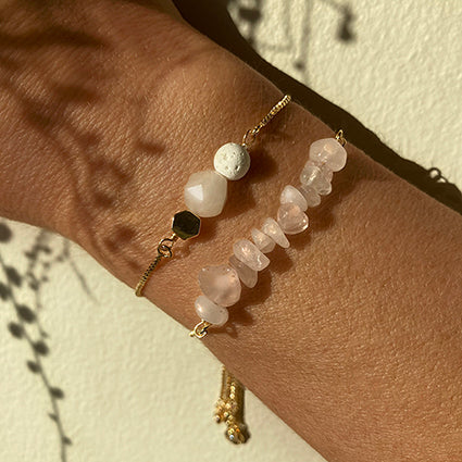 Gullbelagt armbånd Kit rosenkvarts