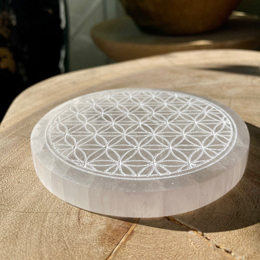 Selenitt Ladeplate Mandala 10 cm