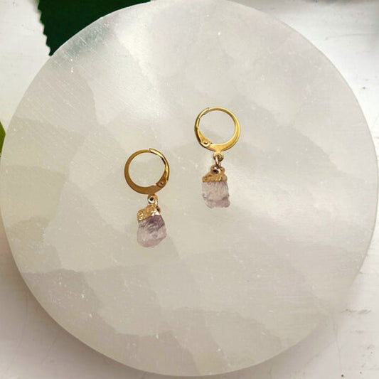 CRYSTAL HOOPS Krystall Øreringer Rosenkvarts
