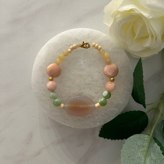 SAVANNEN Armbånd Rosa med oval stein-the-feelgood-shop