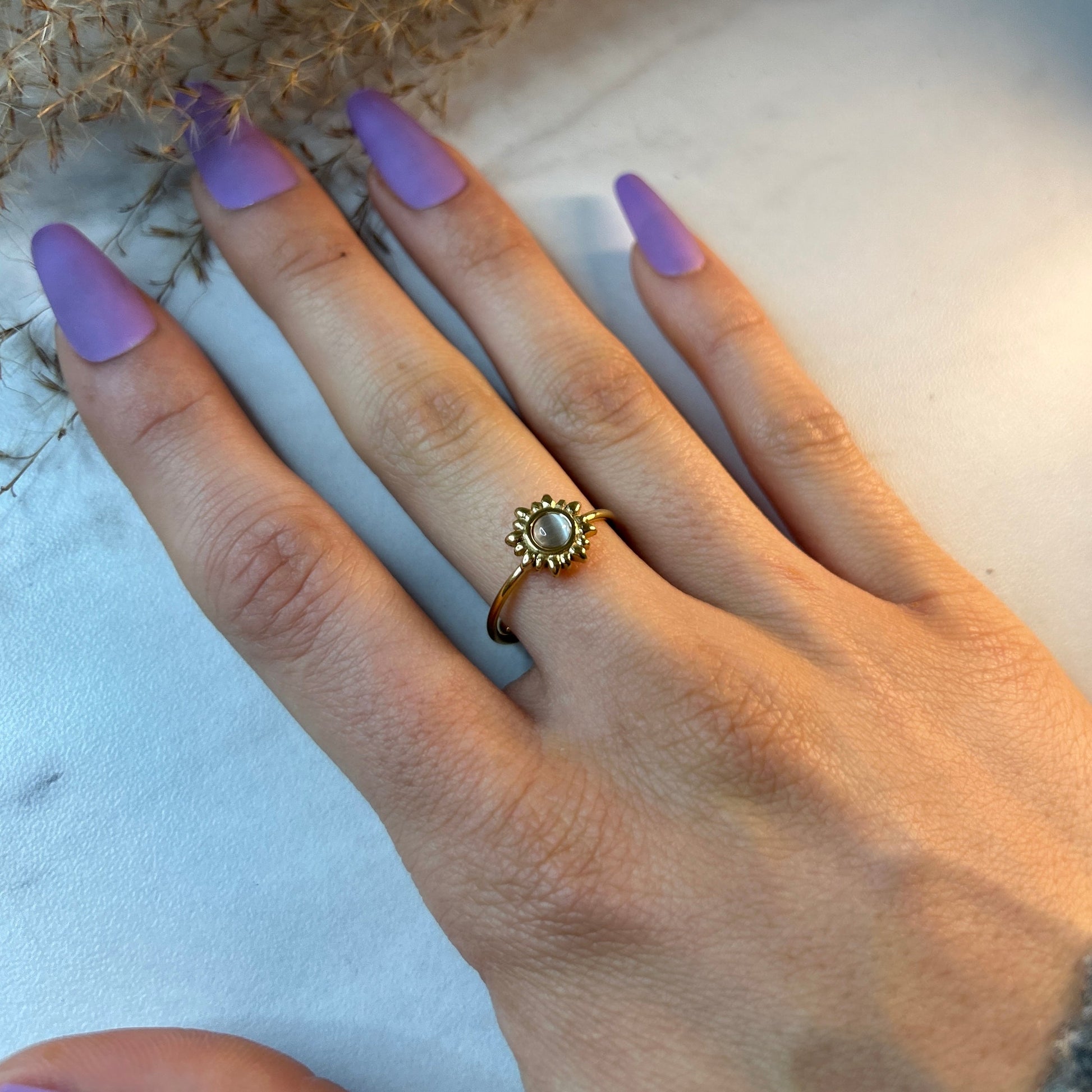 SUNSHINE Krystall Ring, Justerbar, Hvit-the-feelgood-shop