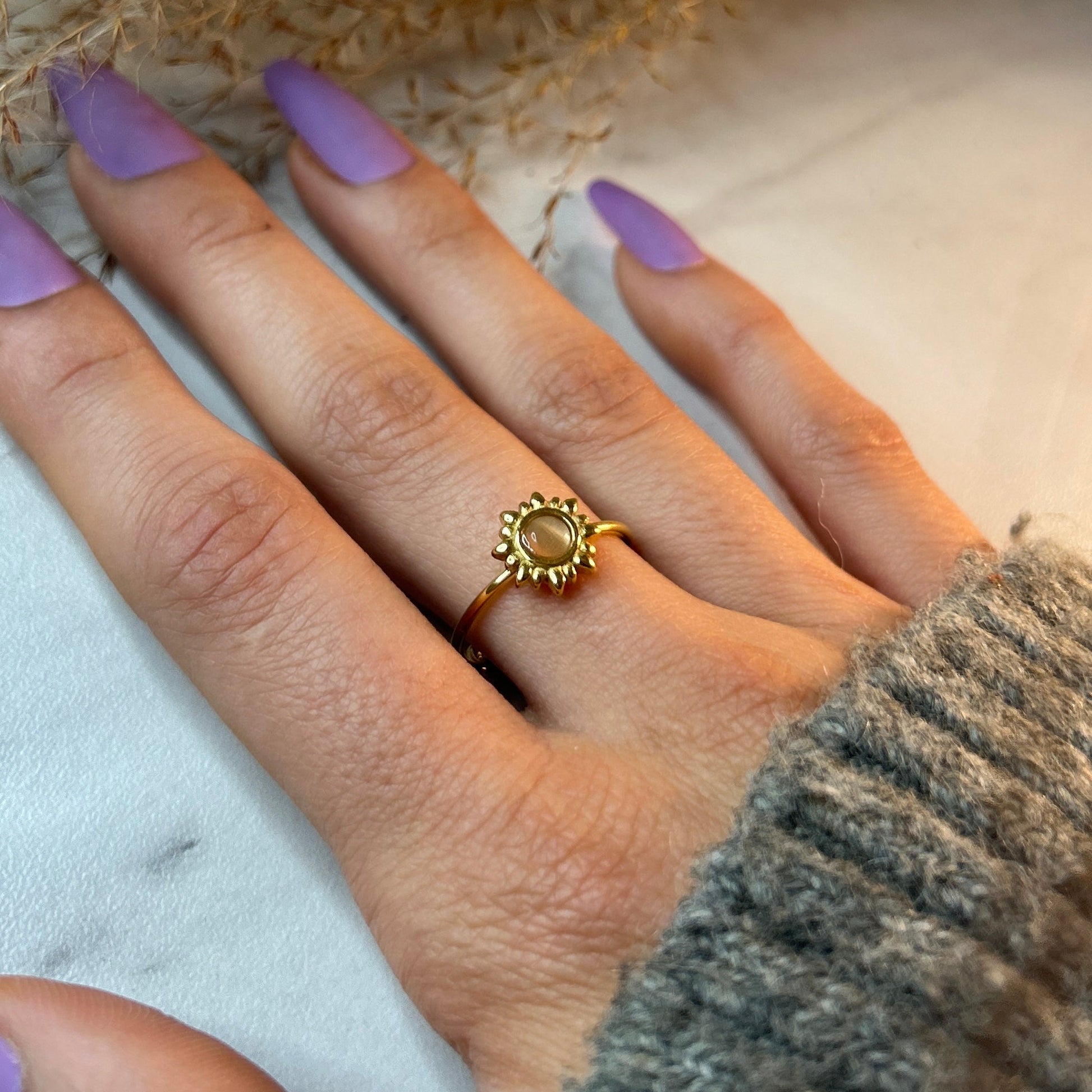 SUNSHINE Krystall Ring, Justerbar, Rosa-the-feelgood-shop